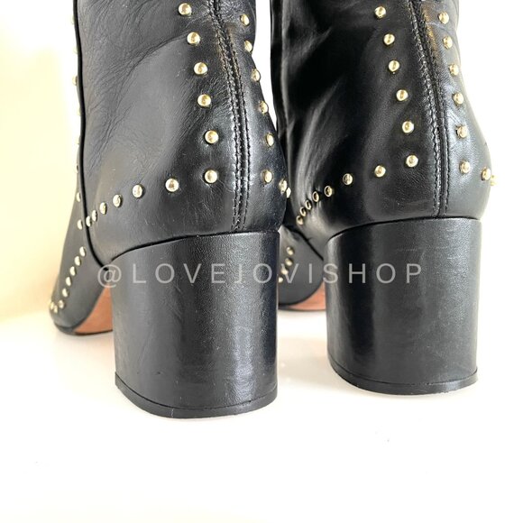 Minimalist | Schutz Black Leather Studded Ankle Boot | Refurbished Sole | Edgy - Picture 7 of 10